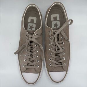 Taupe Suede Converse sneakers with White Toe Cap